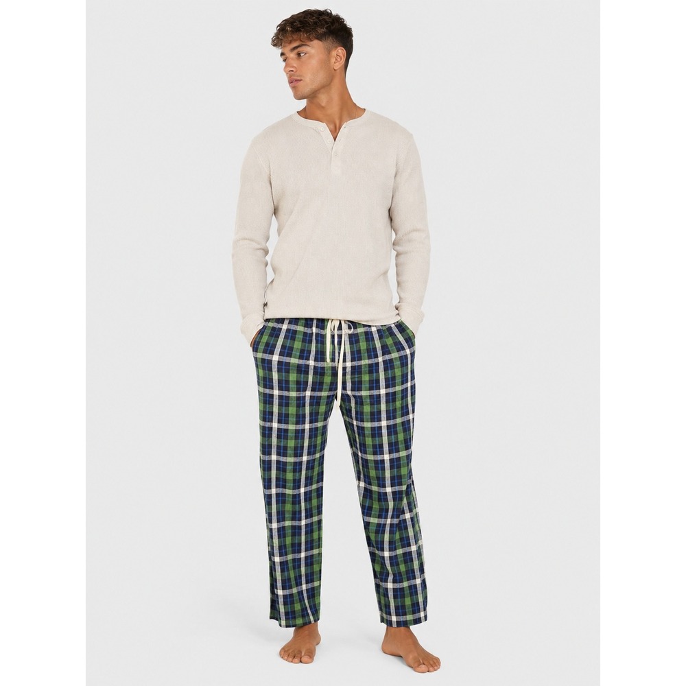 Croft & Barrow Pajama Pants Blue Green Plaid 100% Cotton Sleepwear XL NWT